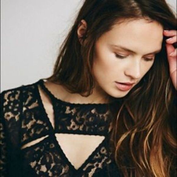 Free People Black Lace Top - Picture 2 of 8